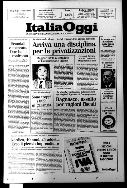 Italia oggi : quotidiano di economia finanza e politica